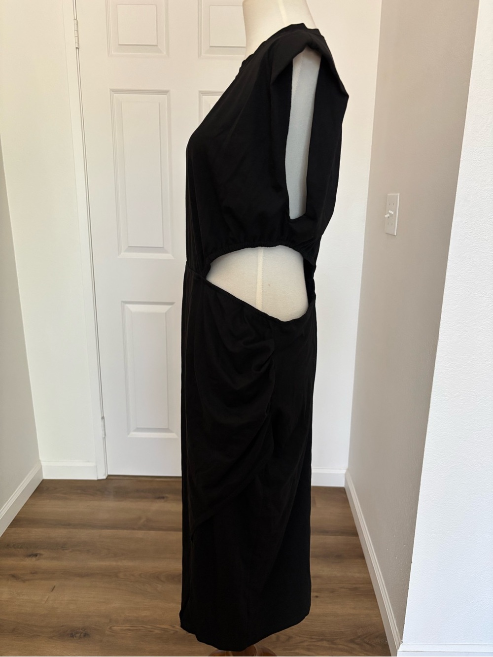 NWT Cupshe Black Midi Dress with Side Drape - Picture 6 of 16